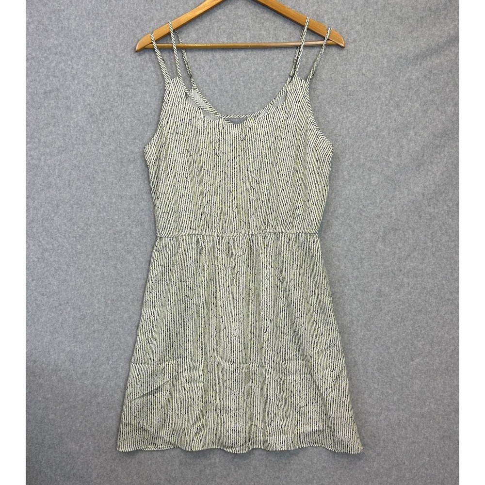 BCBGeneration Mini Dress White Black Lime Wavy Stripe Sleeveless Airy Medium